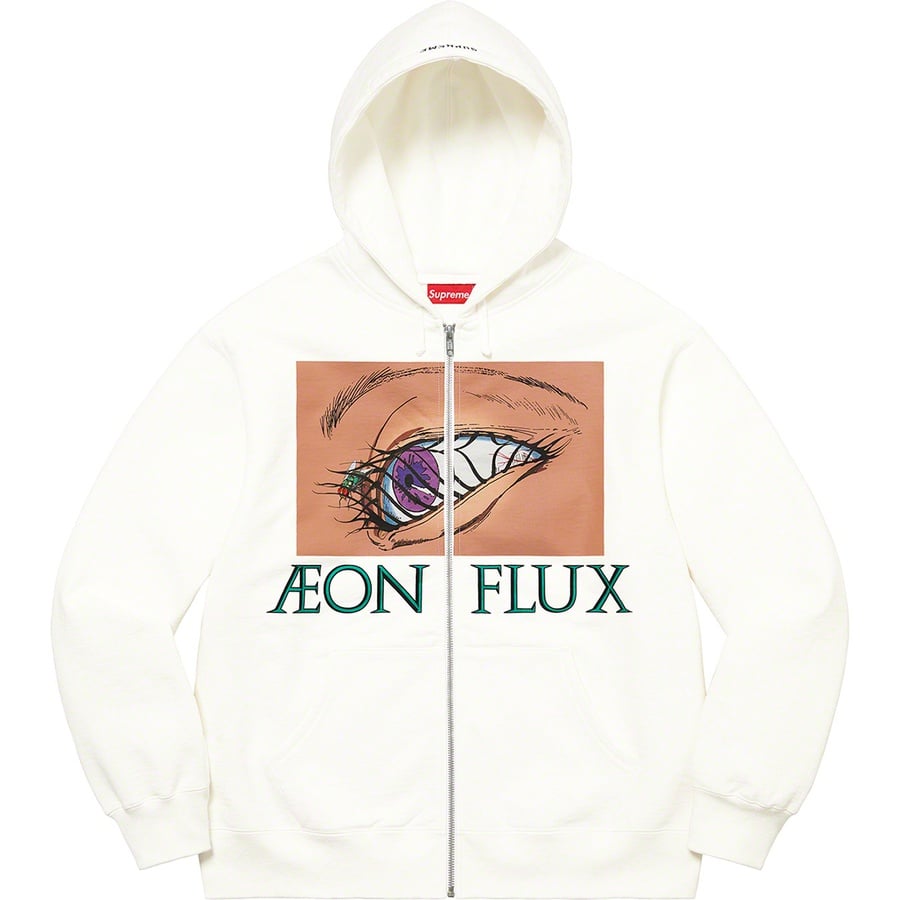 Details on Aeon Flux Zip Up Hooded Sweatshirt White from spring summer 2022 (Price is $188)