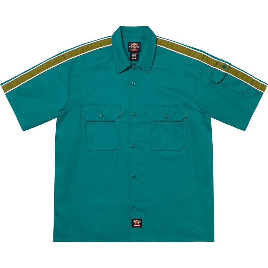 Details on Supreme Dickies Stripe S S Work Shirt Teal from spring summer
                                                    2022 (Price is $118)