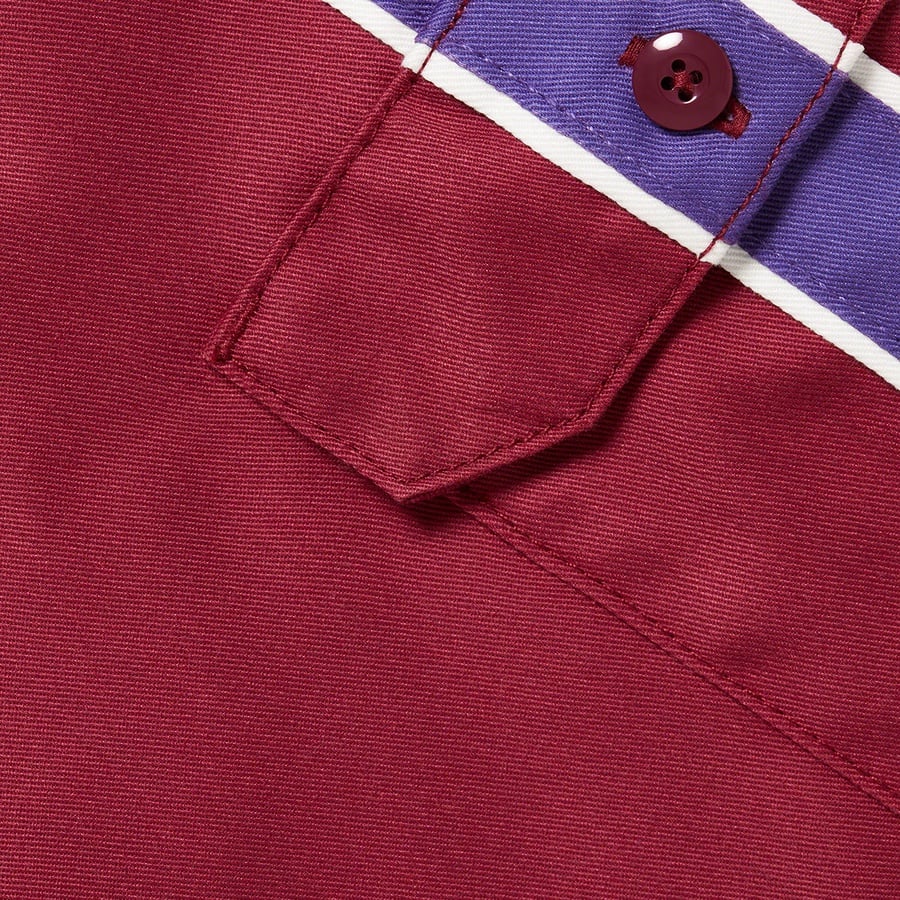 Details on Supreme Dickies Stripe S S Work Shirt Maroon from spring summer
                                                    2022 (Price is $118)