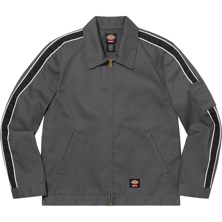 Details on Supreme Dickies Stripe Eisenhower Jacket Charcoal from spring summer
                                                    2022 (Price is $138)