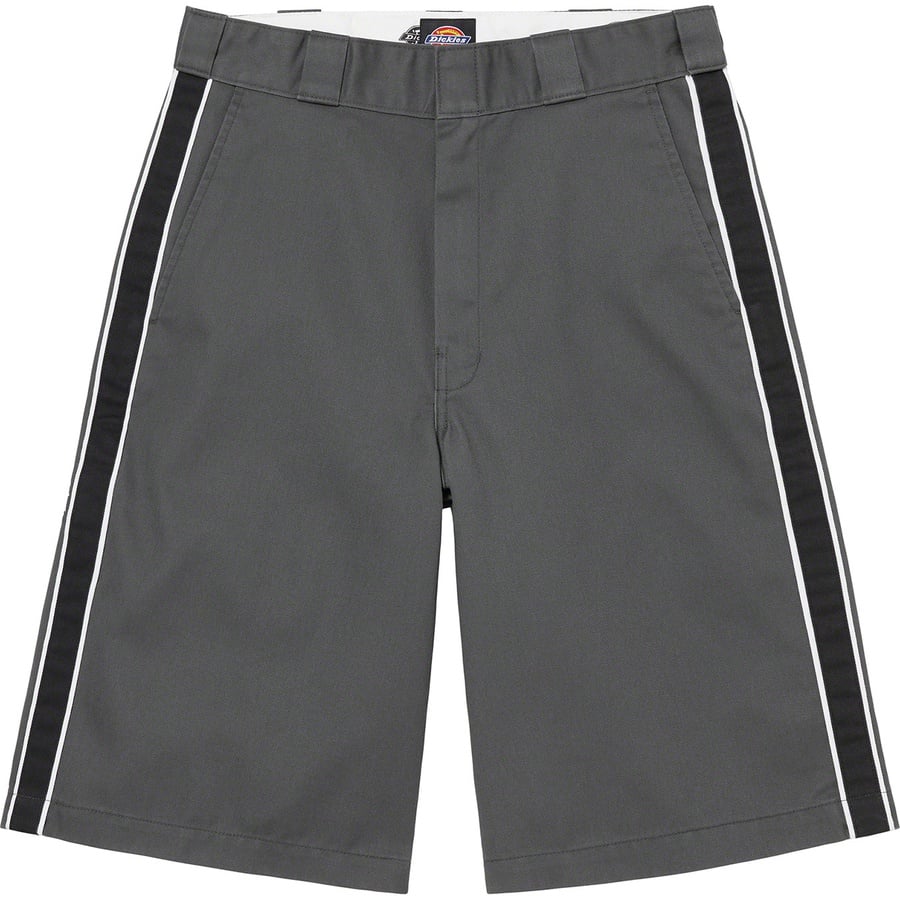 Details on Supreme Dickies Stripe 13” Loose Fit Work Short Charcoal from spring summer 2022 (Price is $98)