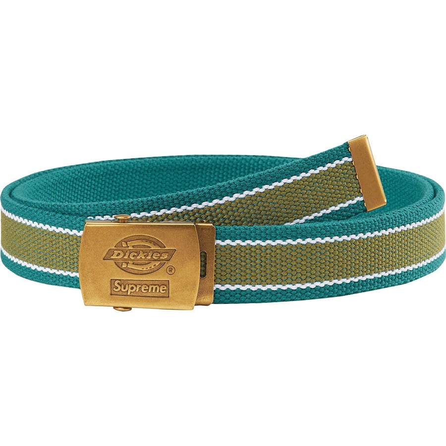 Details on Supreme Dickies Stripe Webbing Belt Teal from spring summer
                                                    2022 (Price is $28)