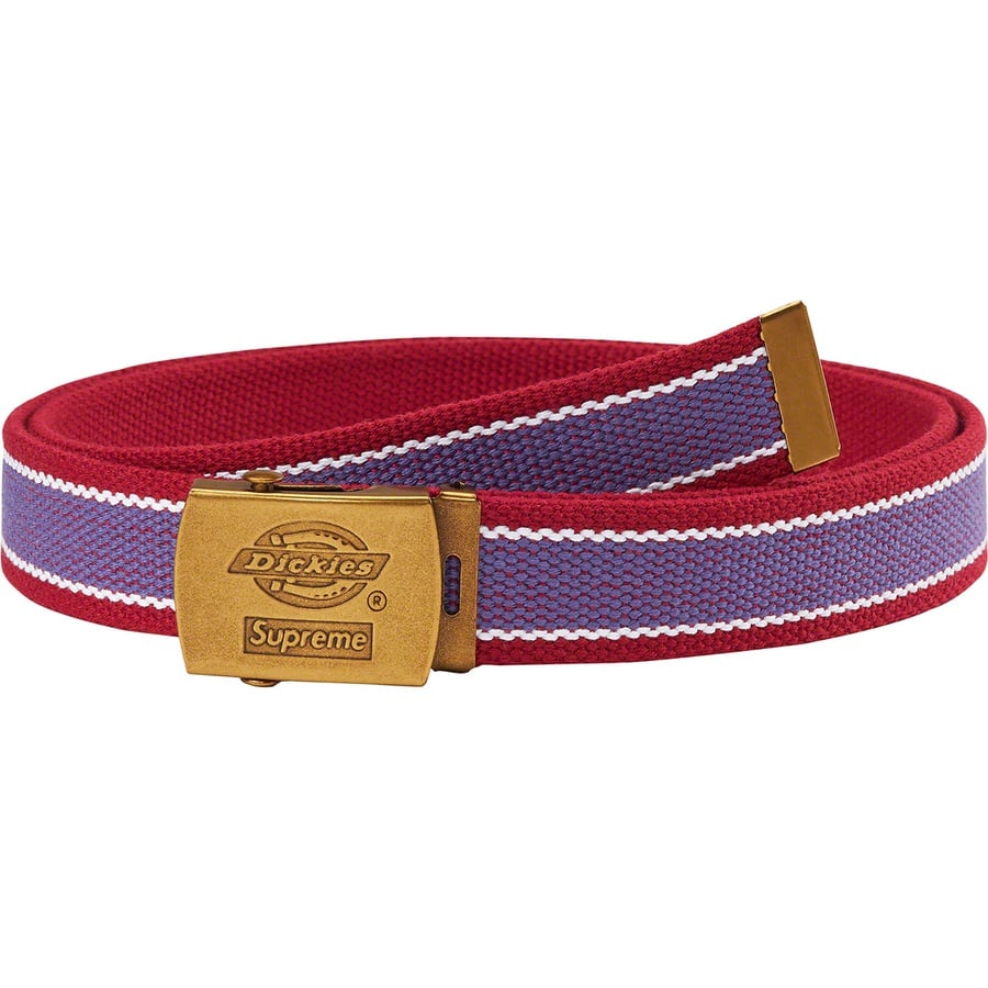 Details on Supreme Dickies Stripe Webbing Belt Maroon from spring summer
                                                    2022 (Price is $28)