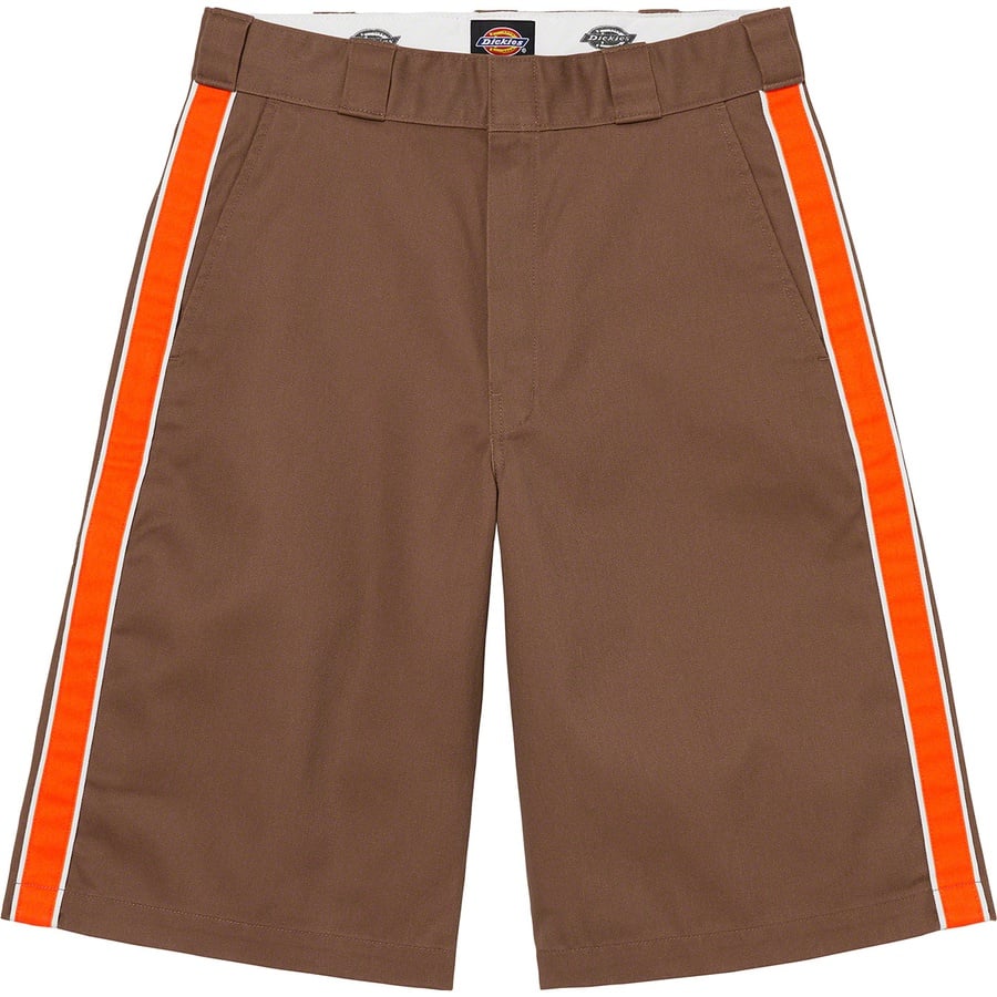 Details on Supreme Dickies Stripe 13” Loose Fit Work Short Brown from spring summer 2022 (Price is $98)