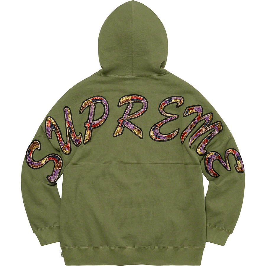 Details on Beaded Hooded Sweatshirt Olive from spring summer 2022 (Price is $168)