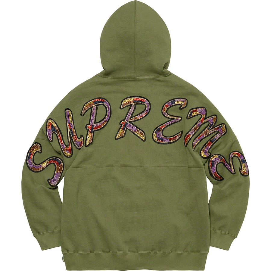 Details on Beaded Hooded Sweatshirt Olive from spring summer
                                                    2022 (Price is $168)