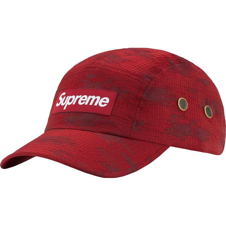 Details on Broken Camo Camp Cap Red from spring summer 2022 (Price is $48)