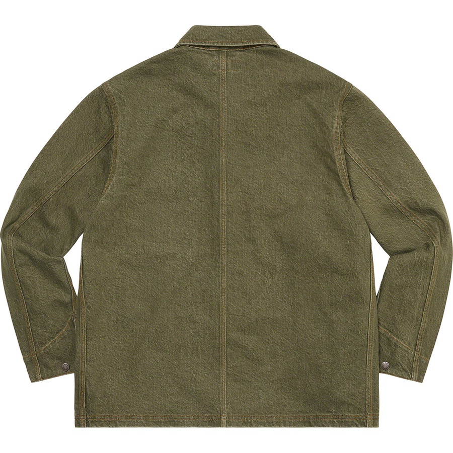 Details on Denim Chore Coat Olive from spring summer
                                                    2022 (Price is $178)