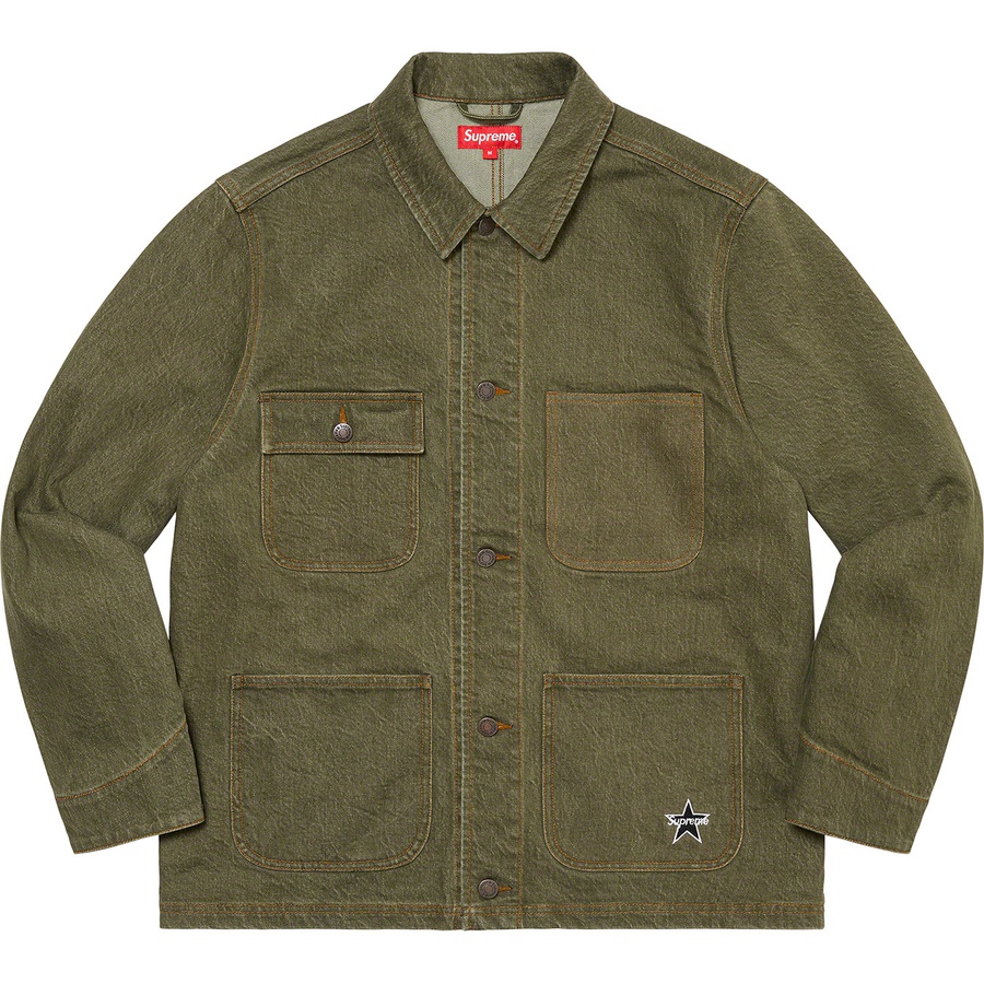 Details on Denim Chore Coat Olive from spring summer
                                                    2022 (Price is $178)