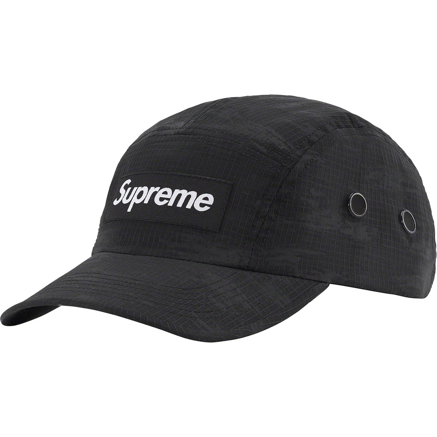 Details on Broken Camo Camp Cap Black from spring summer 2022 (Price is $48)