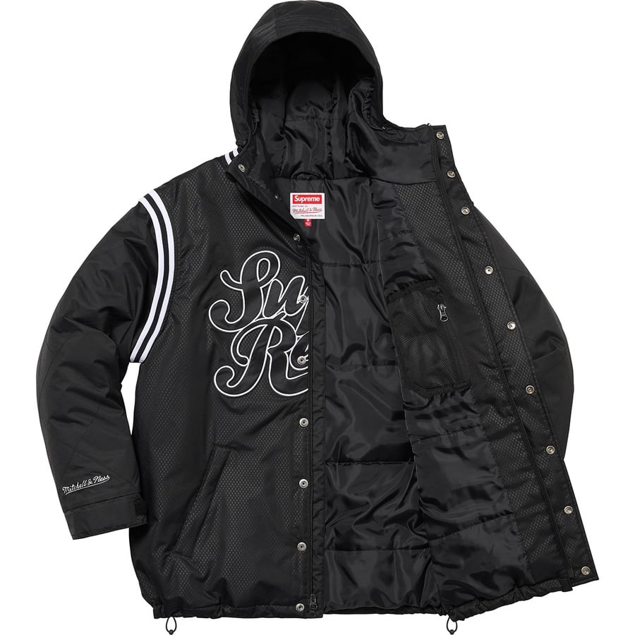 Details on Supreme Mitchell & Ness Quilted Sports Jacket Black from spring summer
                                                    2022 (Price is $298)