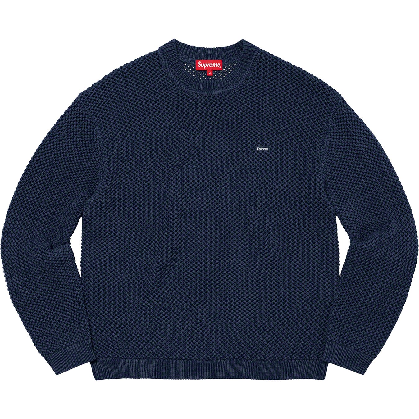 supreme open knit small box sweater navy