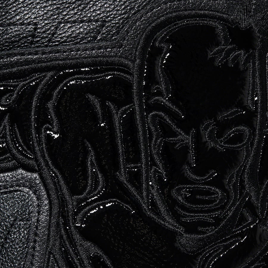 Details on Silver Surfer Leather Varsity Jacket Black from spring summer 2022 (Price is $798)