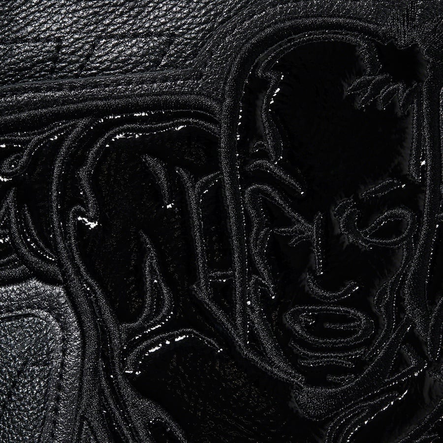 Details on Silver Surfer Leather Varsity Jacket Black from spring summer
                                                    2022 (Price is $798)