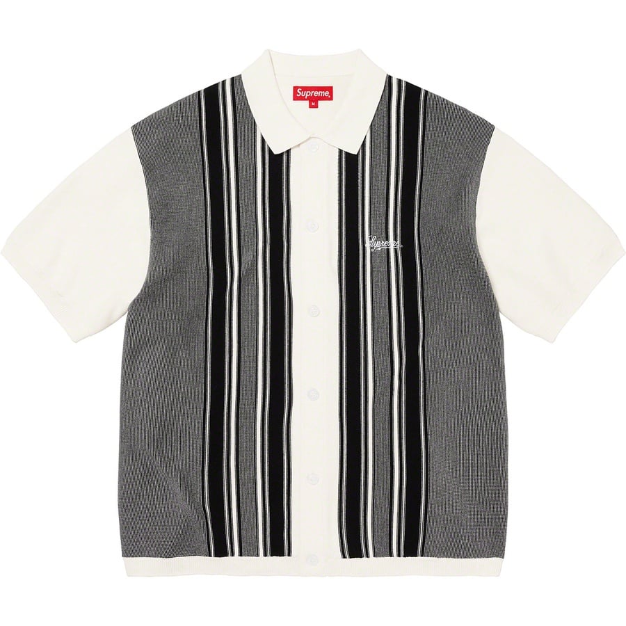 Details on Stripe Button Up Polo White from spring summer
                                                    2022 (Price is $128)