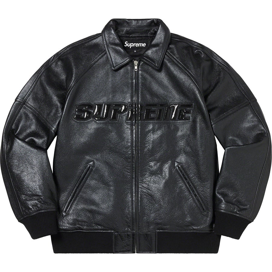 Details on Silver Surfer Leather Varsity Jacket Black from spring summer
                                                    2022 (Price is $798)