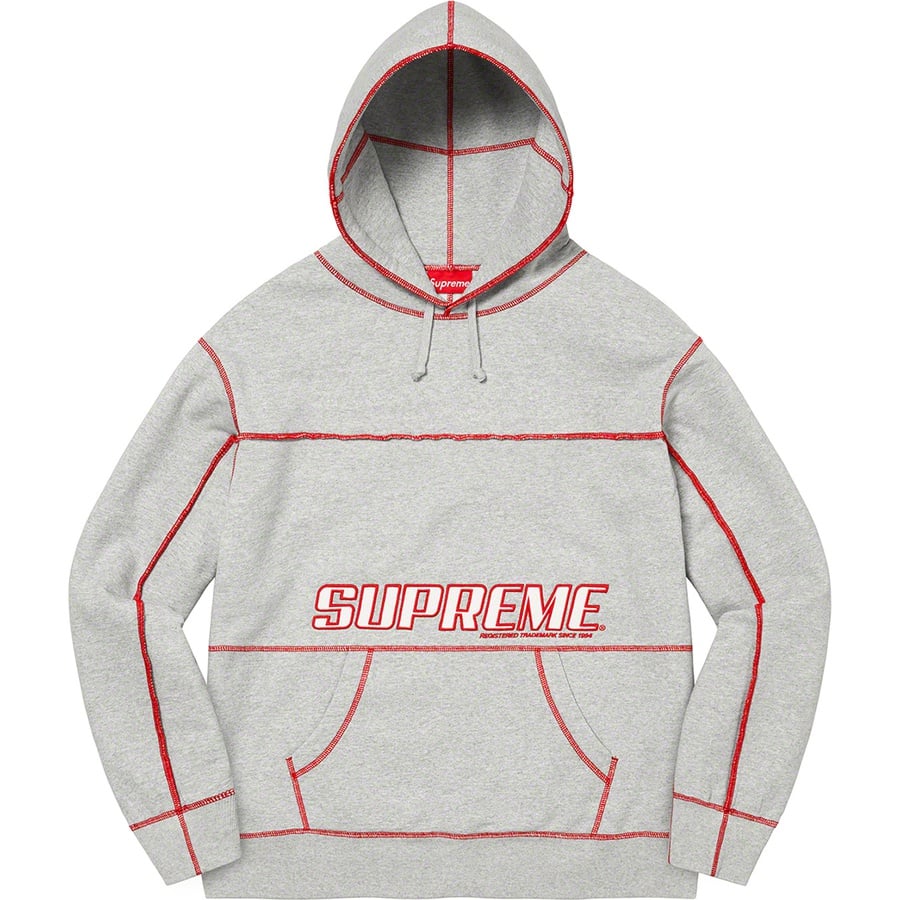 Details on Coverstitch Hooded Sweatshirt Heather Grey from spring summer 2022 (Price is $158)
