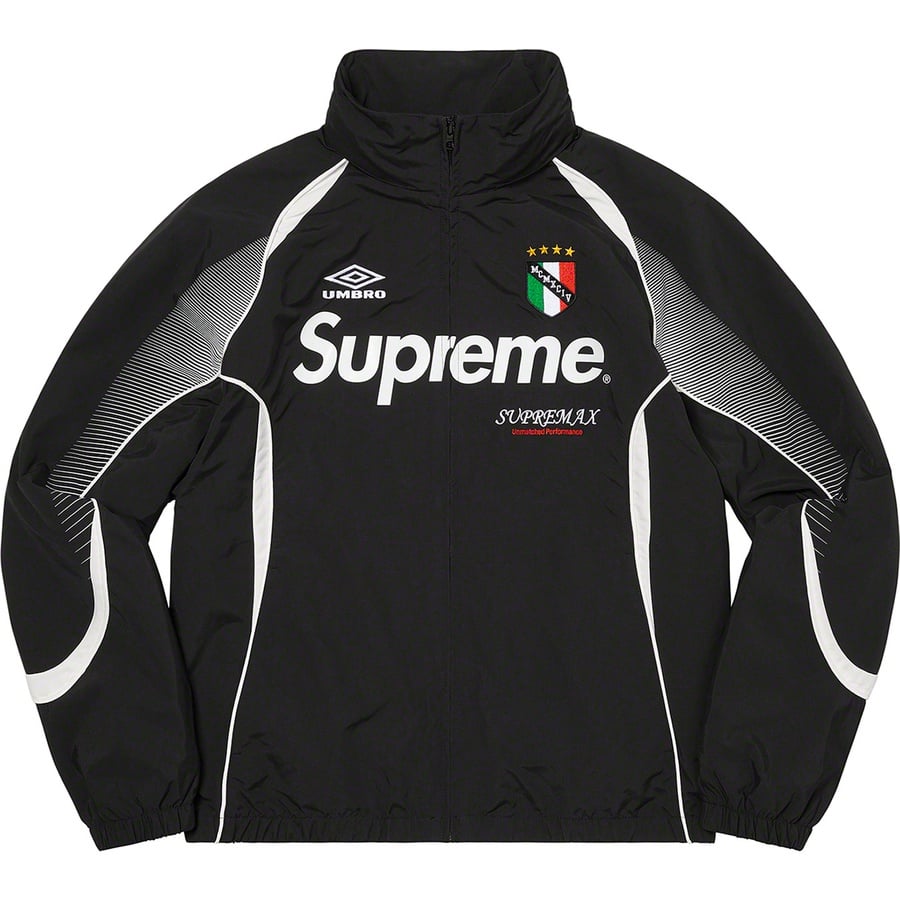 Details on Supreme Umbro Track Jacket Black from spring summer 2022 (Price is $188)