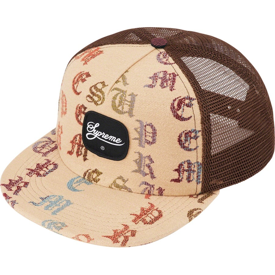 Details on Gradient Jacquard Denim Mesh Back 5-Panel Tan from spring summer 2022 (Price is $48)