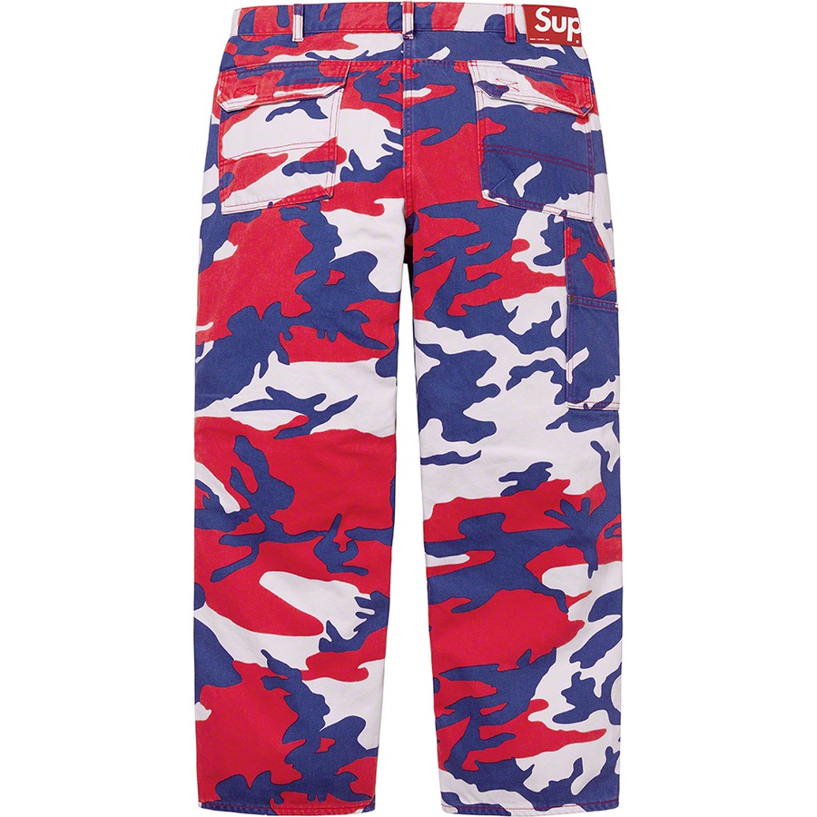 Details on Double Knee Denim Utility Pant Red Camo from spring summer 2022 (Price is $168)