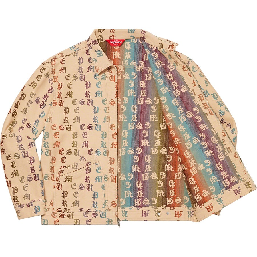 Details on Gradient Jacquard Denim Work Jacket Tan from spring summer
                                                    2022 (Price is $248)