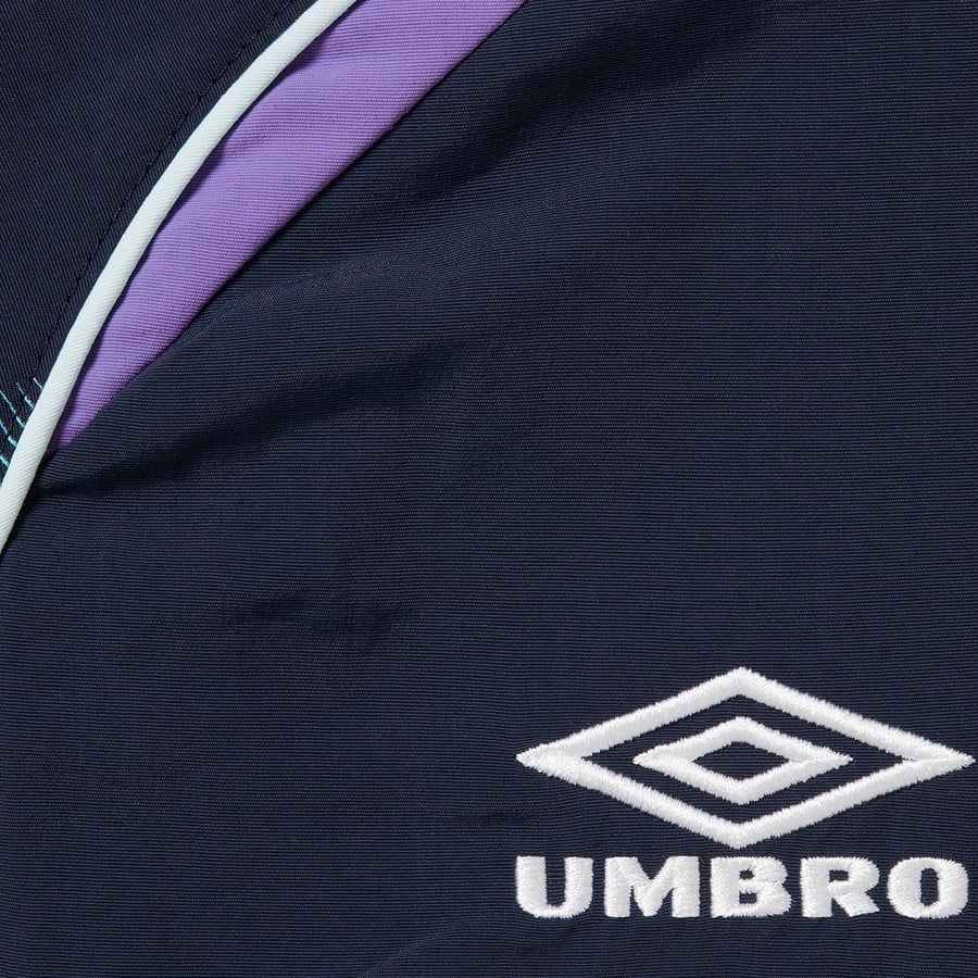 Details on Supreme Umbro Track Jacket Navy from spring summer
                                                    2022 (Price is $188)