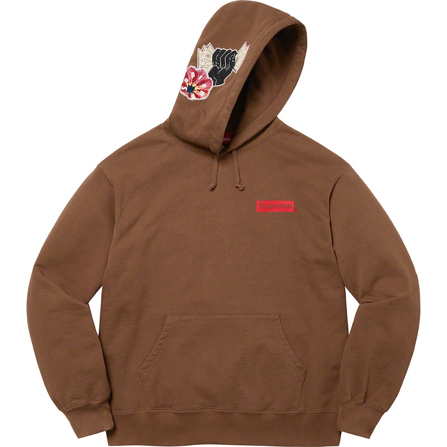 Details on Instant High Patches Hooded Sweatshirt Brown from spring summer 2022 (Price is $168)