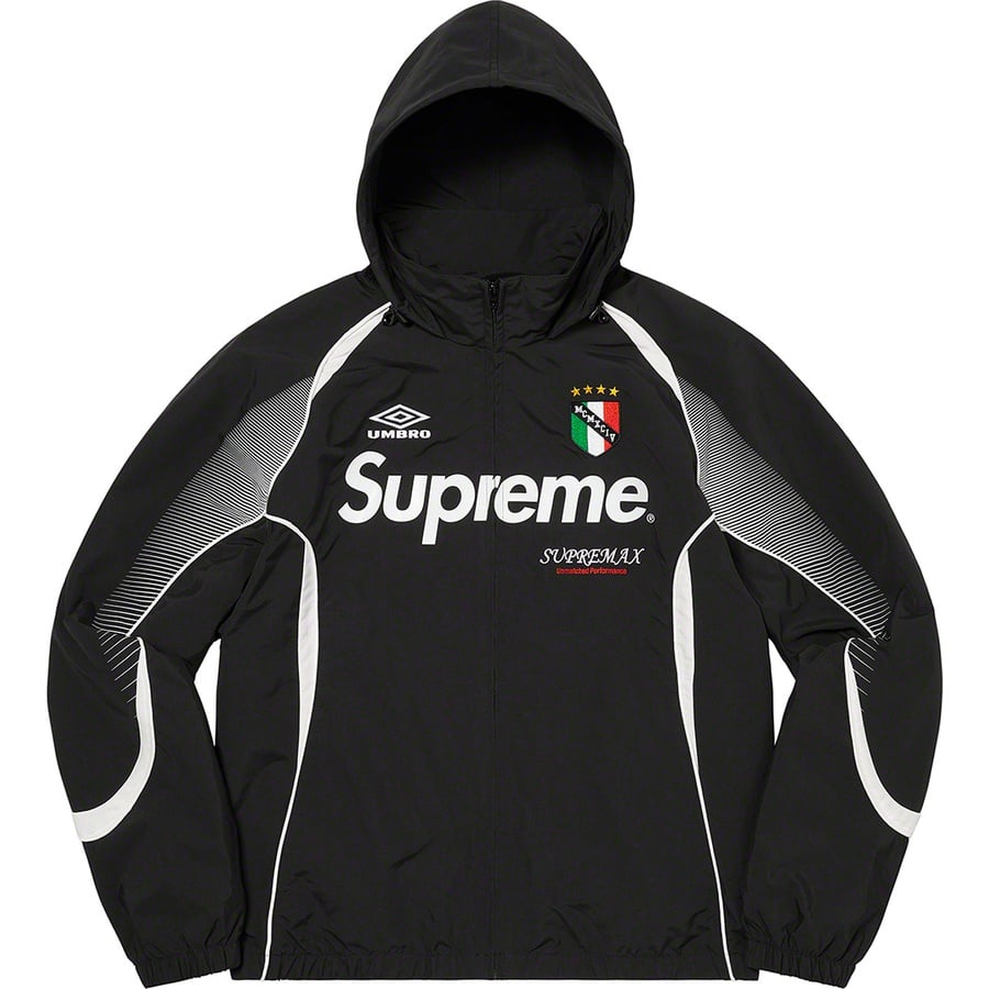 Details on Supreme Umbro Track Jacket Black from spring summer 2022 (Price is $188)