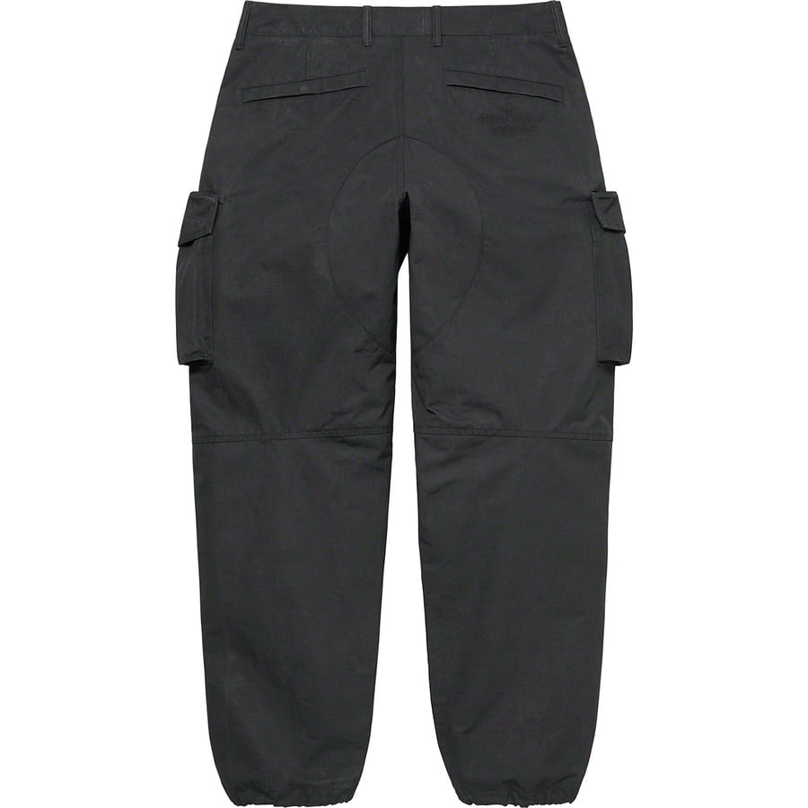 Details on Supreme Stone Island Reactive Ice Camo Ripstop Cargo Pant Black from spring summer
                                                    2022 (Price is $448)