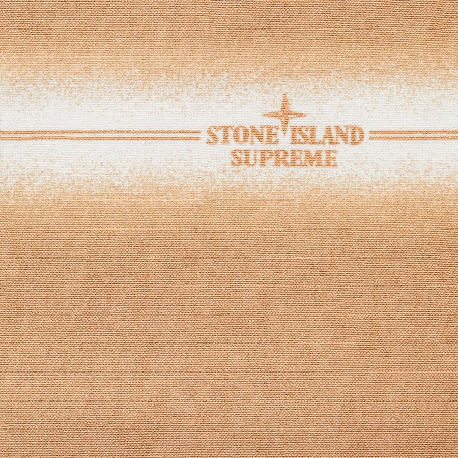Details on Supreme Stone Island Stripe Hooded Sweatshirt Tan from spring summer 2022 (Price is $348)
