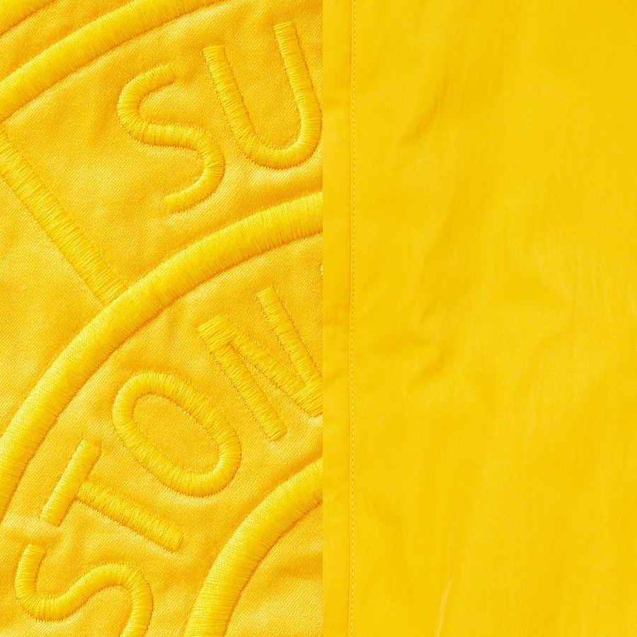 Details on Supreme Stone Island Formula Steel Reversible Faux Fur Parka Yellow from spring summer 2022 (Price is $1898)