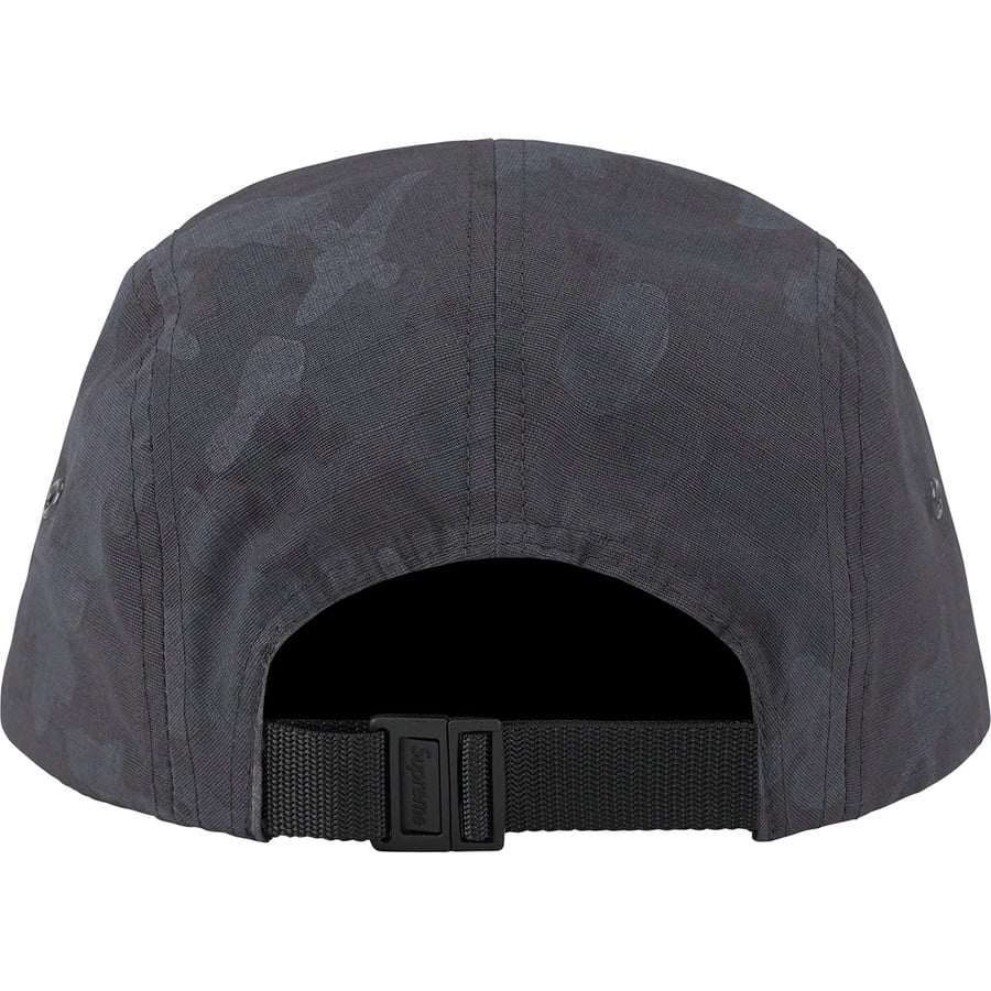 Details on Supreme Stone Island Reactive Ice Camo Ripstop Camp Cap Black from spring summer
                                                    2022 (Price is $66)