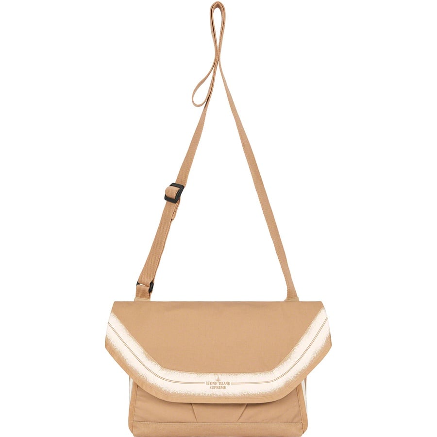 Details on Supreme Stone Island Stripe Messenger Bag Tan from spring summer
                                                    2022 (Price is $298)