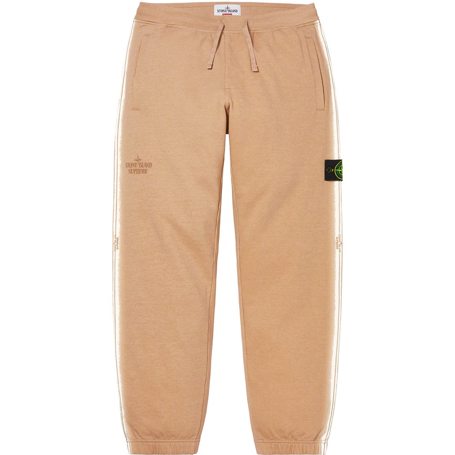 Details on Supreme Stone Island Stripe Sweatpant Tan from spring summer
                                                    2022 (Price is $298)