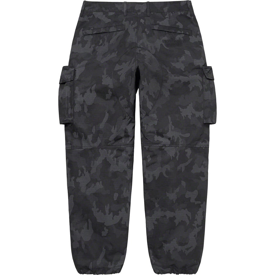 Details on Supreme Stone Island Reactive Ice Camo Ripstop Cargo Pant Black from spring summer
                                                    2022 (Price is $448)