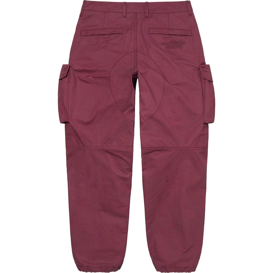 Details on Supreme Stone Island Reactive Ice Camo Ripstop Cargo Pant Red from spring summer
                                                    2022 (Price is $448)