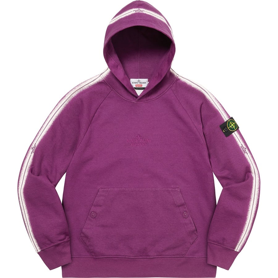 Details on Supreme Stone Island Stripe Hooded Sweatshirt Purple from spring summer
                                                    2022 (Price is $348)