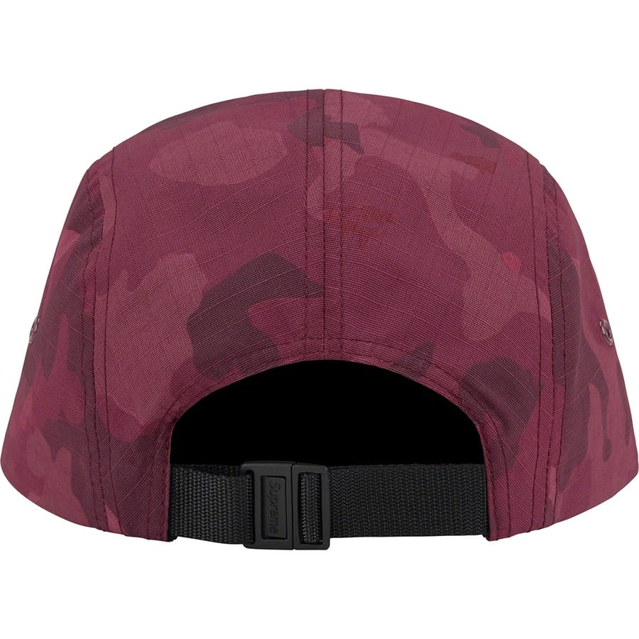 Details on Supreme Stone Island Reactive Ice Camo Ripstop Camp Cap Red from spring summer
                                                    2022 (Price is $66)