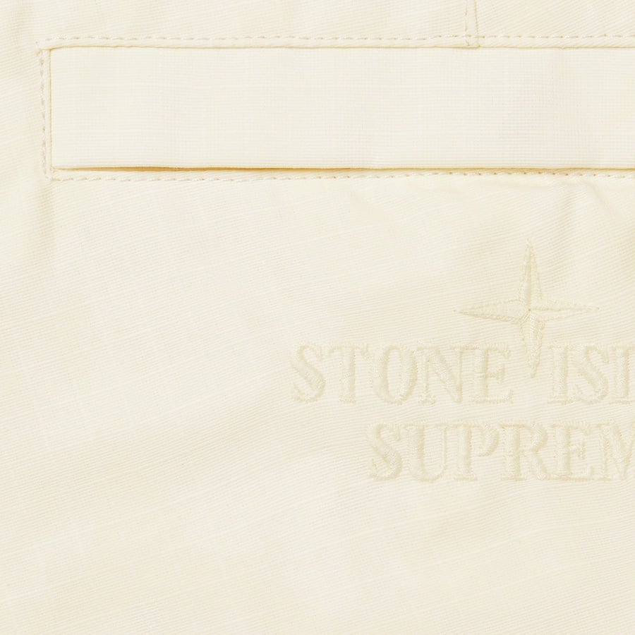 Details on Supreme Stone Island Reactive Ice Camo Ripstop Cargo Pant Tan from spring summer
                                                    2022 (Price is $448)