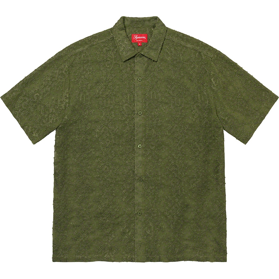 Details on Chainstitch Chiffon S S Shirt Olive from spring summer 2022 (Price is $138)