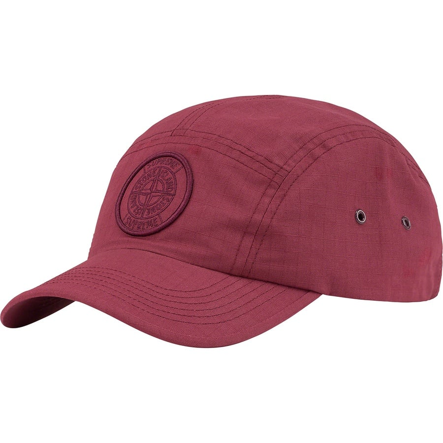 Details on Supreme Stone Island Reactive Ice Camo Ripstop Camp Cap Red from spring summer
                                                    2022 (Price is $66)