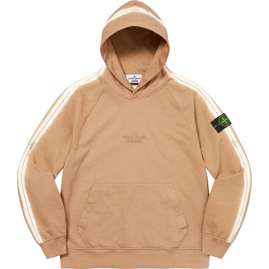 Details on Supreme Stone Island Stripe Hooded Sweatshirt Tan from spring summer
                                                    2022 (Price is $348)