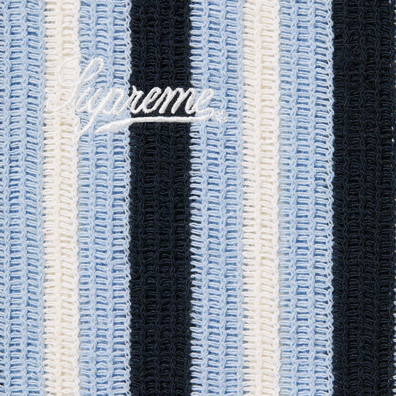 人気の商品 Supreme Open Knit Stripe Zip Polo Black