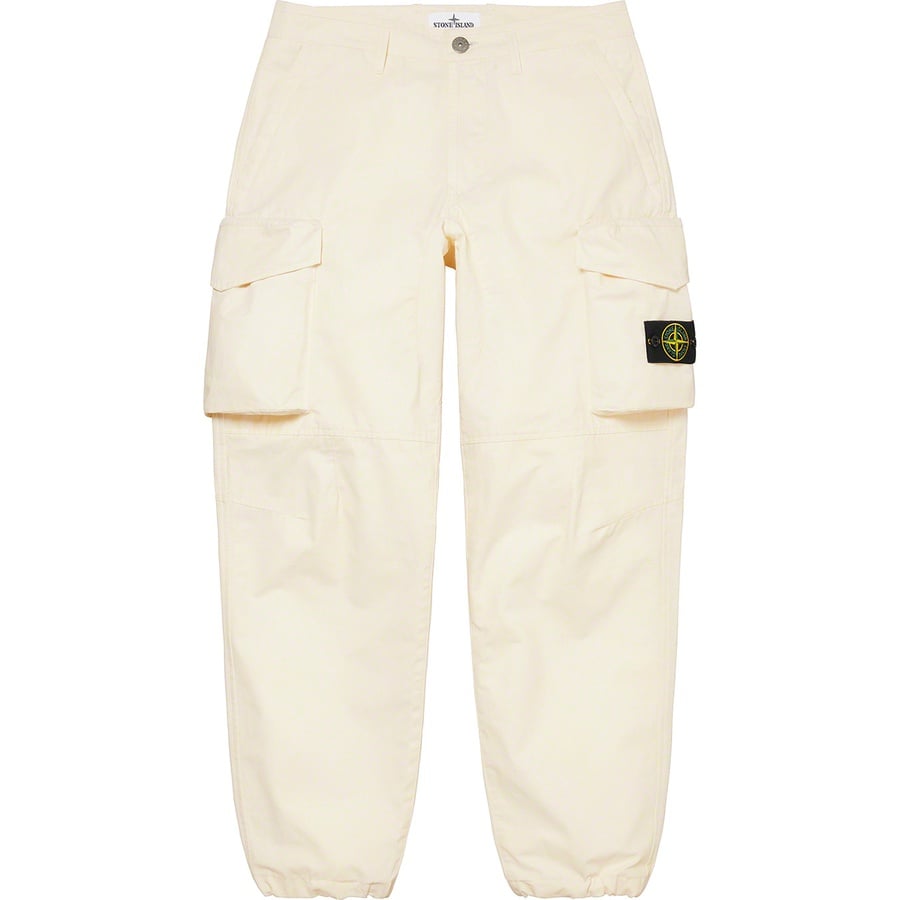 Details on Supreme Stone Island Reactive Ice Camo Ripstop Cargo Pant Tan from spring summer
                                                    2022 (Price is $448)