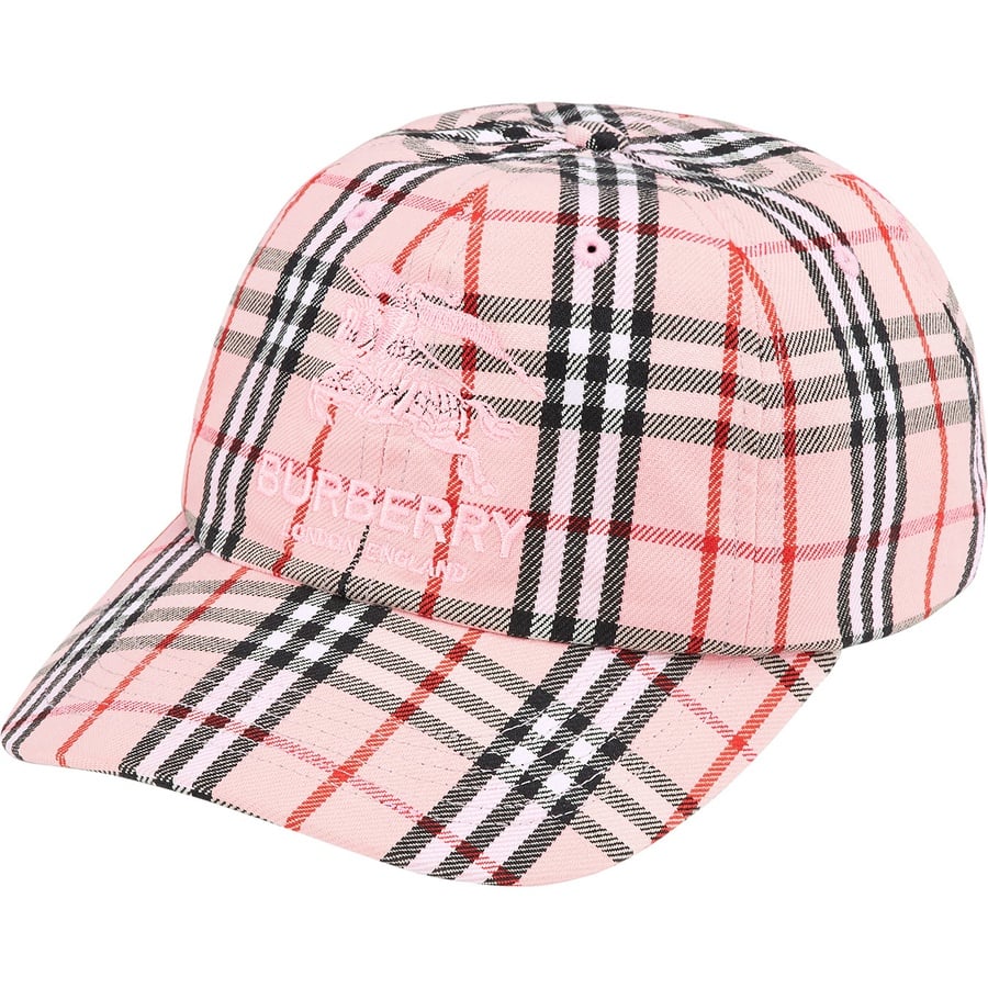 Details on Supreme Burberry Denim 6-Panel Pink from spring summer
                                                    2022 (Price is $88)