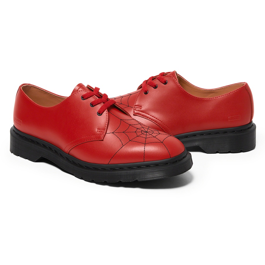 Details on Supreme Dr. Martens Spiderweb 3-Eye Shoe Red from spring summer
                                                    2022 (Price is $178)
