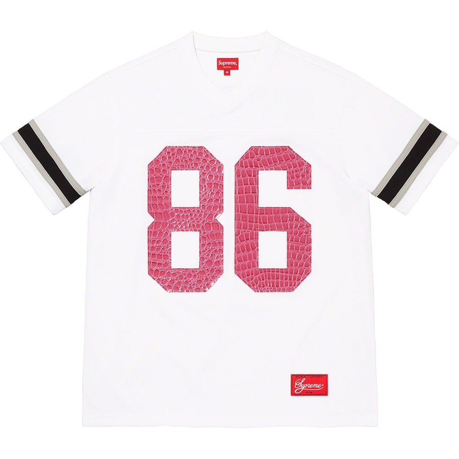 Details on Faux Croc Football Jersey White from spring summer
                                                    2022 (Price is $118)