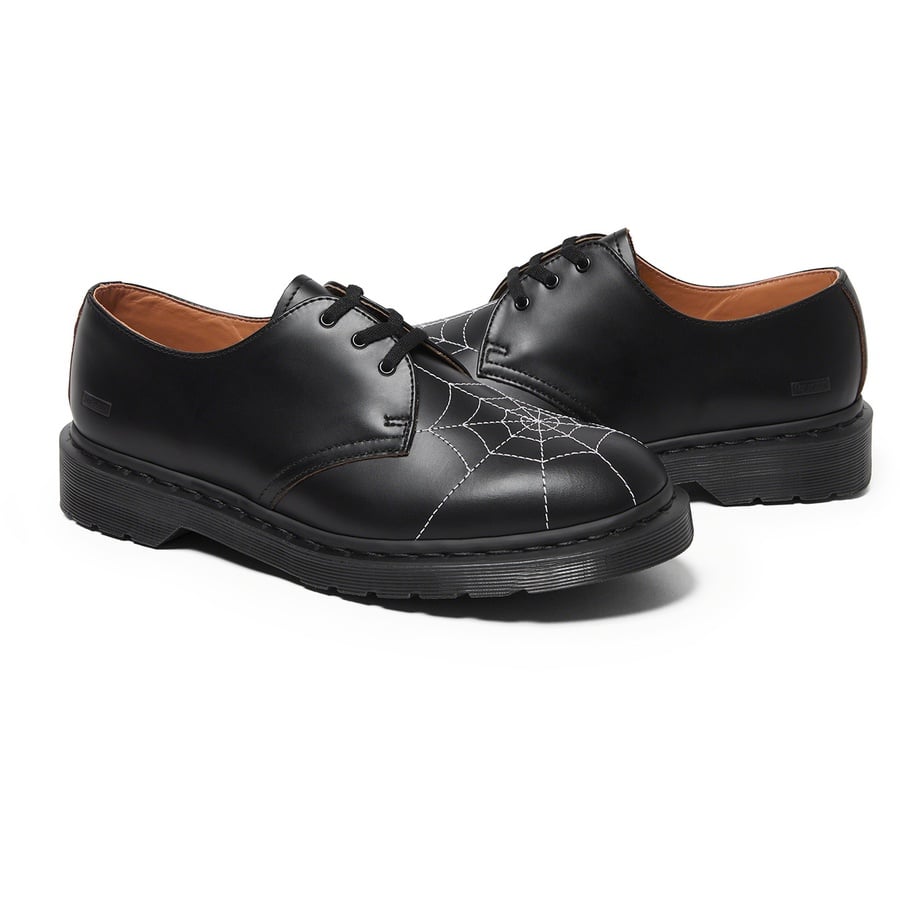 Details on Supreme Dr. Martens Spiderweb 3-Eye Shoe Black from spring summer
                                                    2022 (Price is $178)