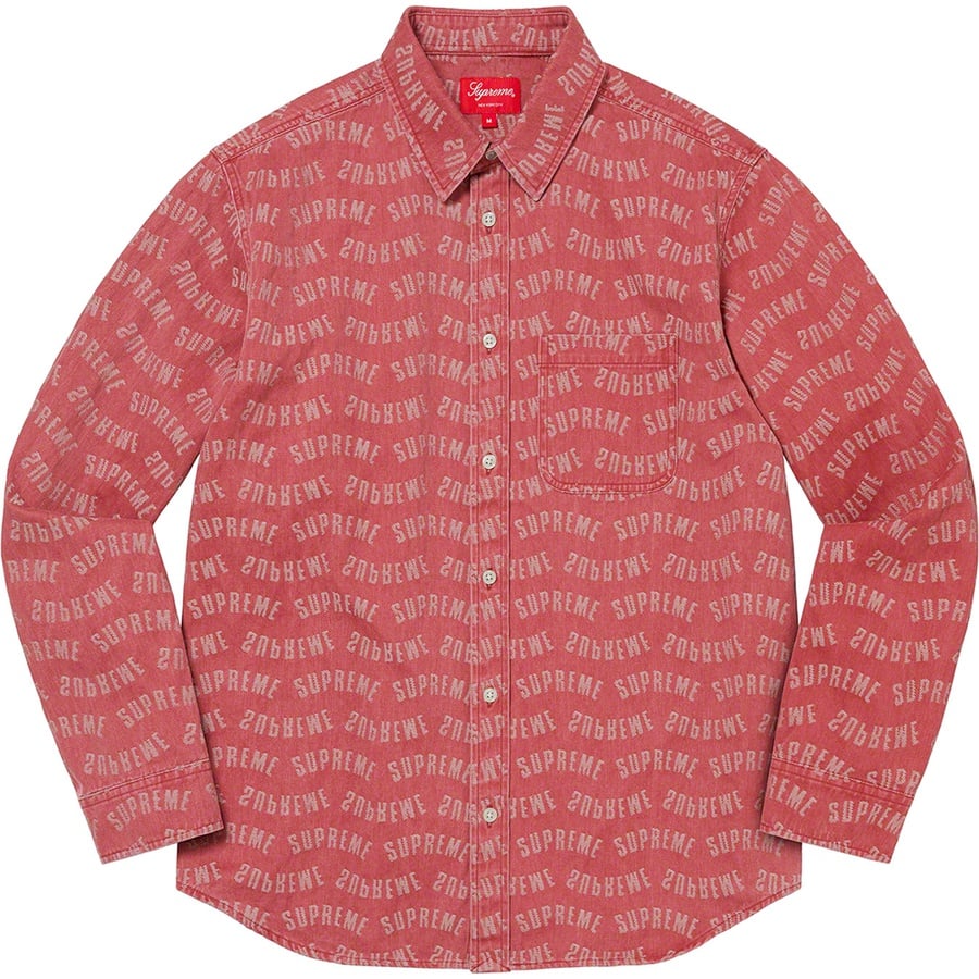 Details on Arc Jacquard Denim Shirt Red from spring summer 2022 (Price is $148)