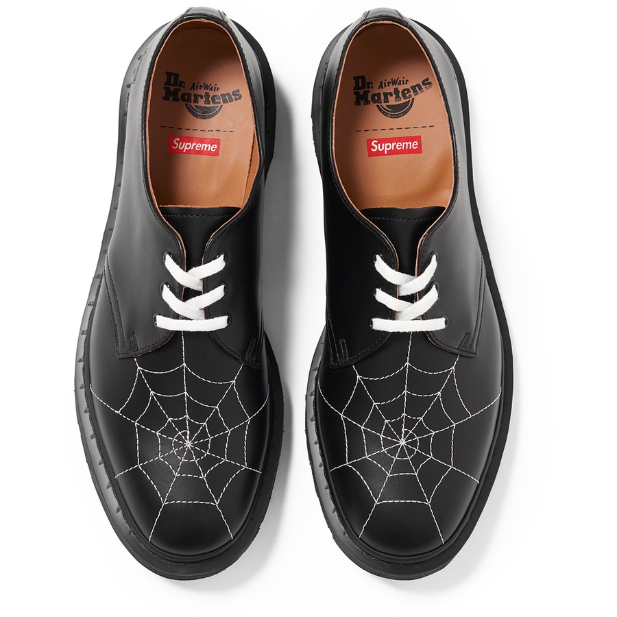 Details on Supreme Dr. Martens Spiderweb 3-Eye Shoe Black from spring summer
                                                    2022 (Price is $178)